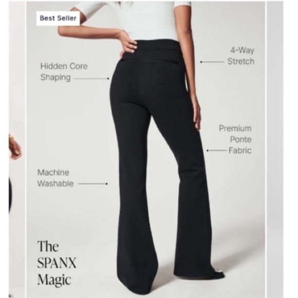 SPANX Smooth Perfect Fit Ponte Flare Pant High Rise Size Small Black - Picture 4 of 16
